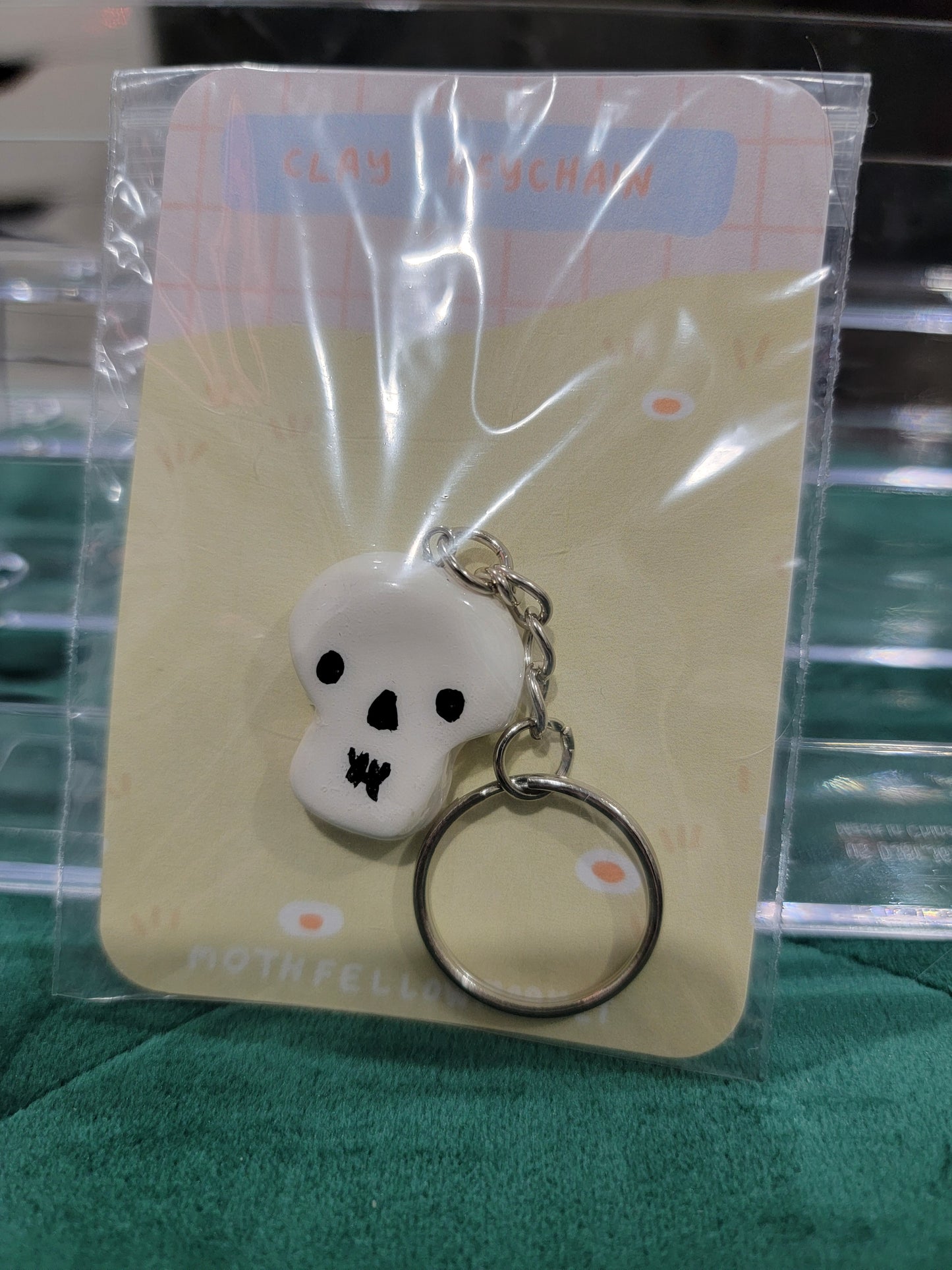 skull clay keychain