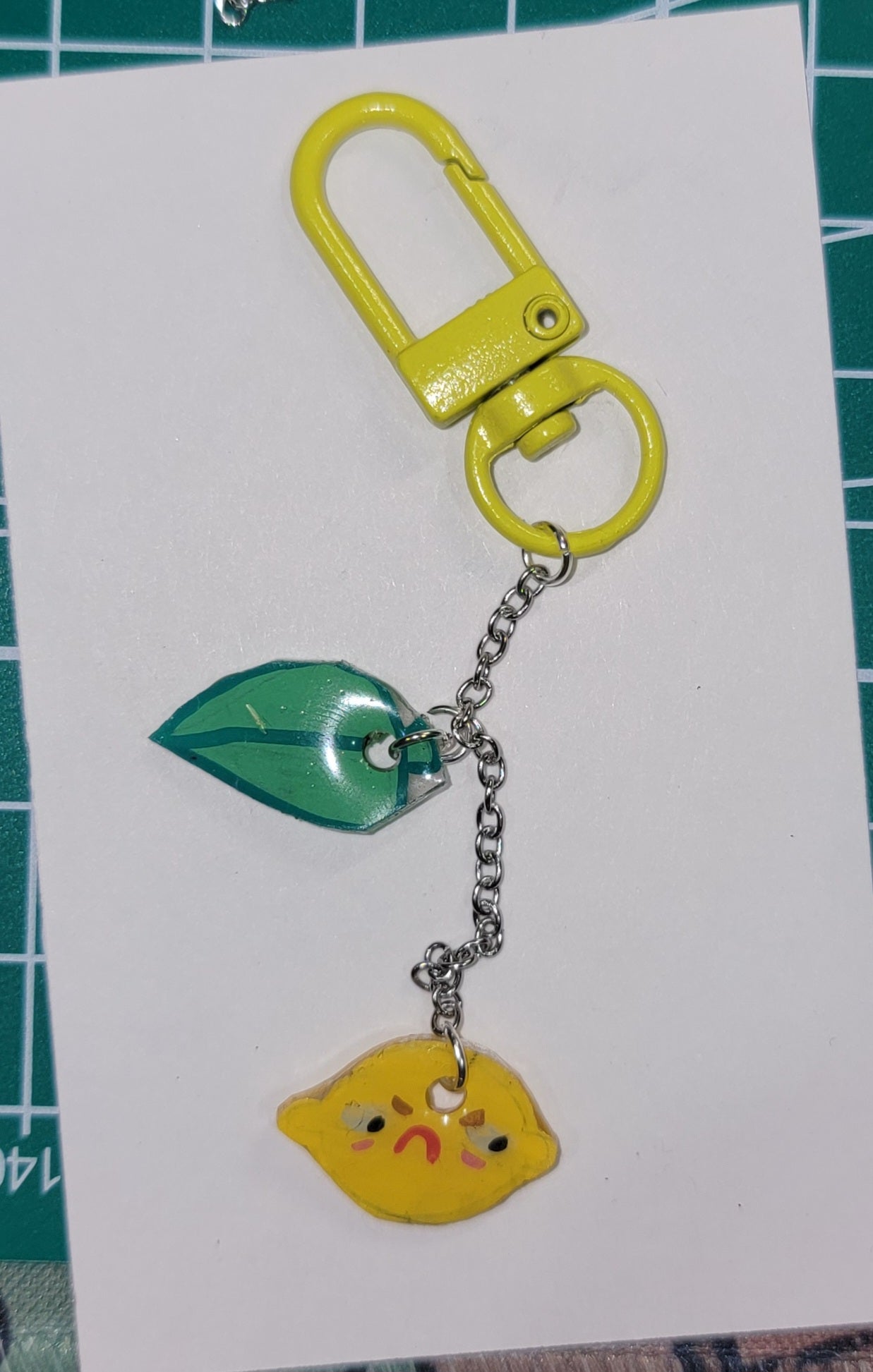 sour puss lemon keychain
