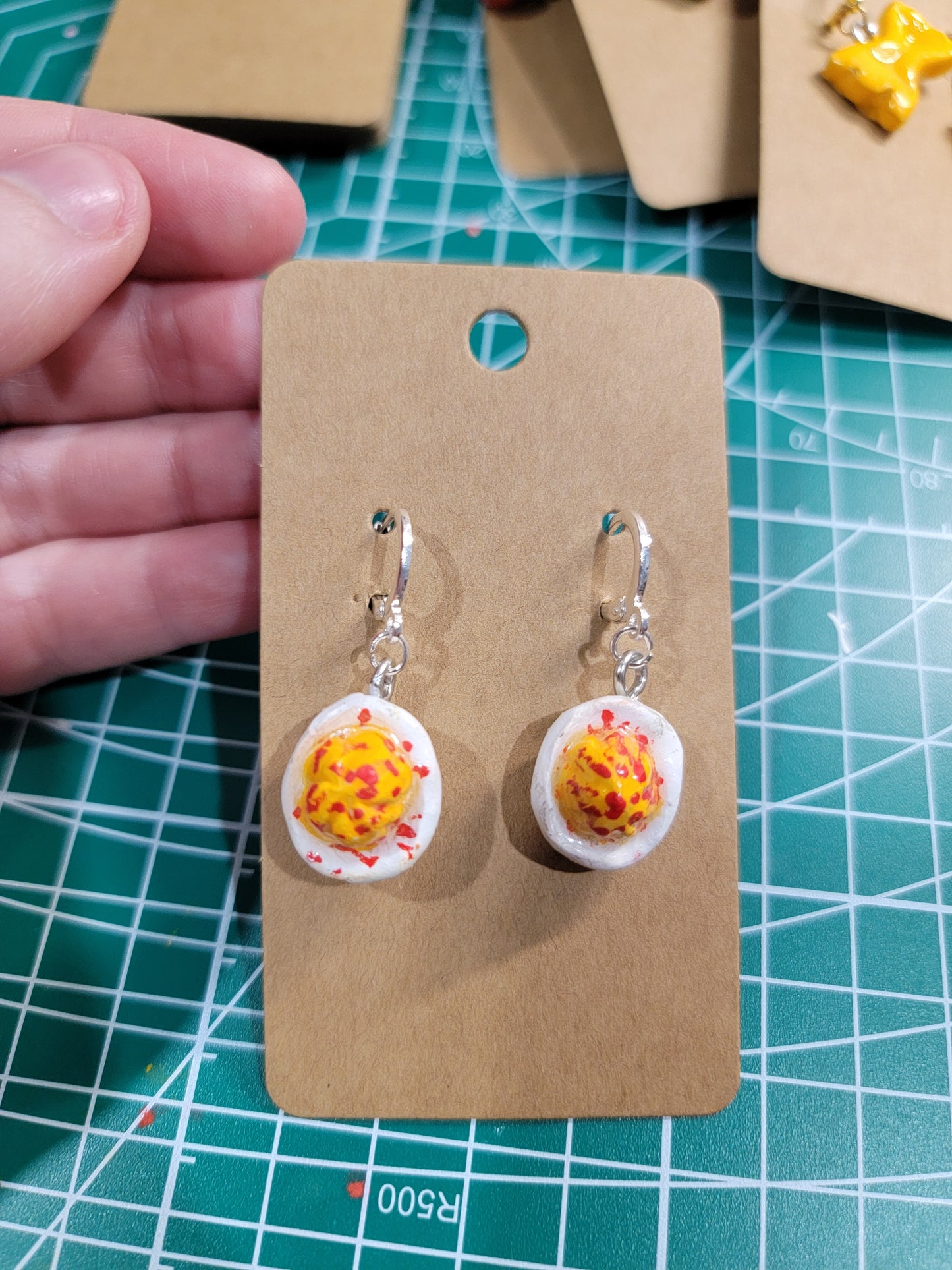 handmade deviled eggs earrings