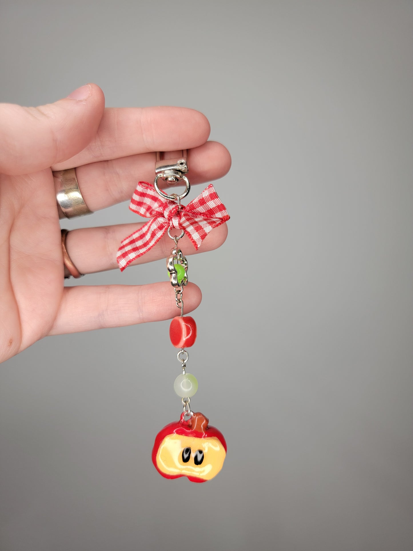 gingham apple keychain