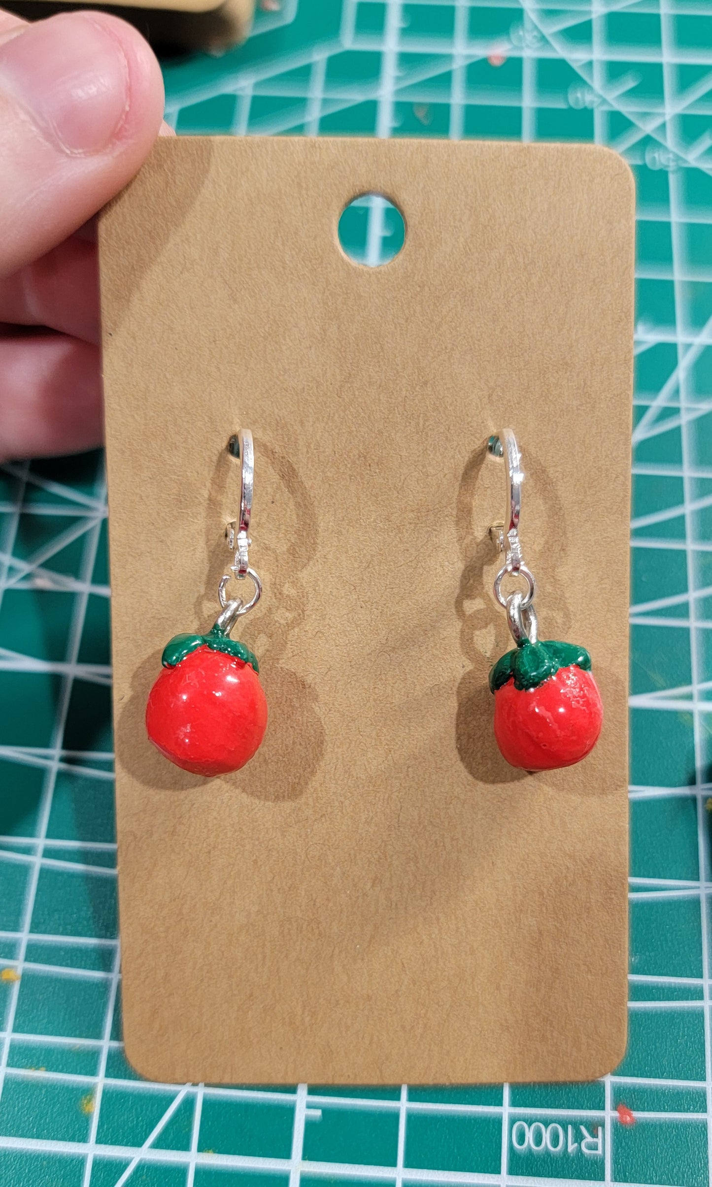 handmade tomato earrings