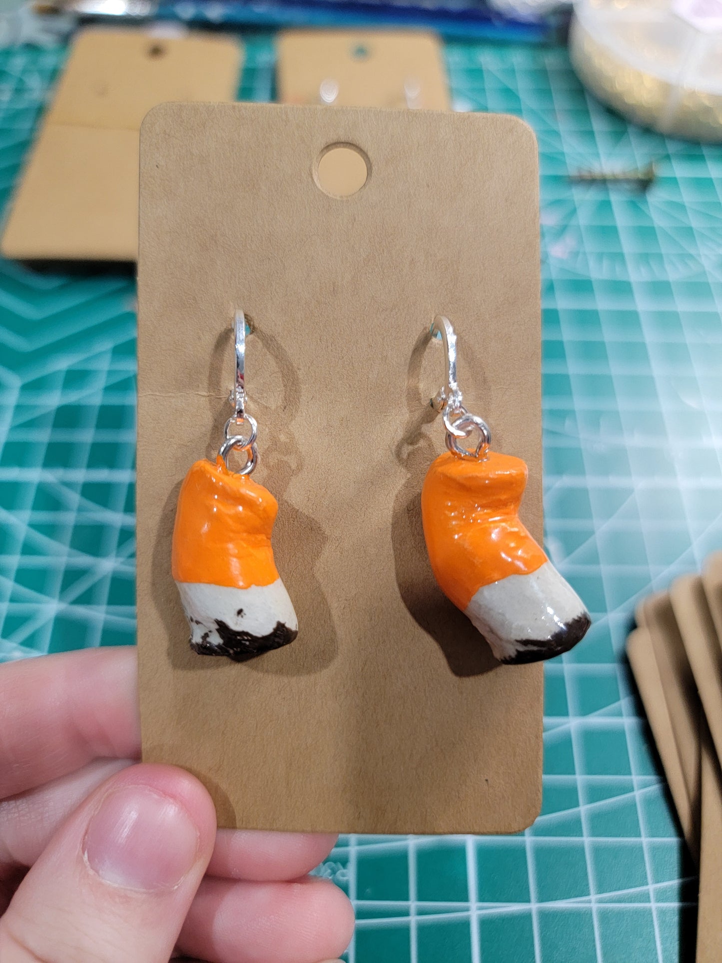 handmade cigarette butt earrings