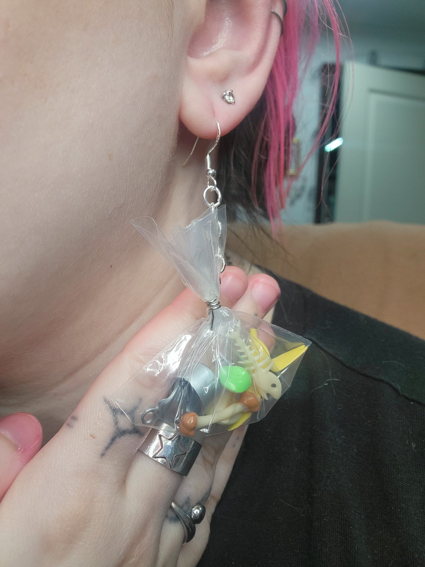 trash bag earrings