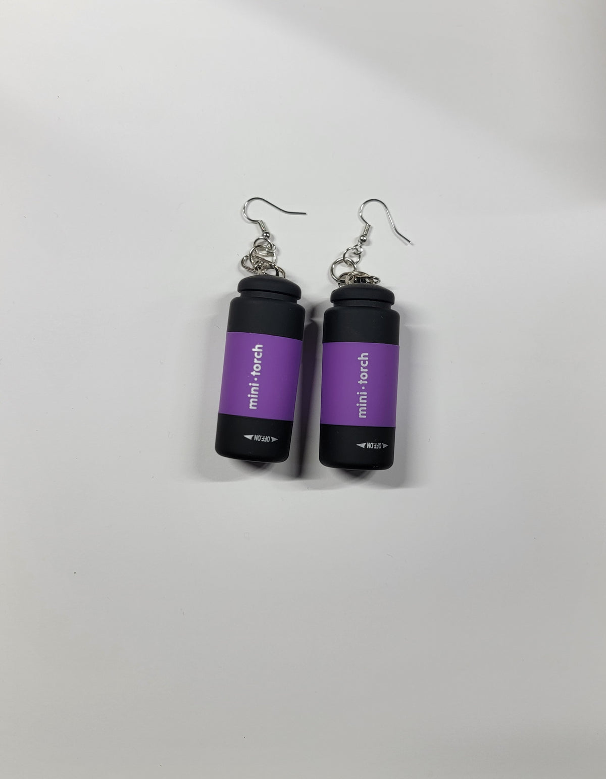 WORKING flashlight dangle earrings