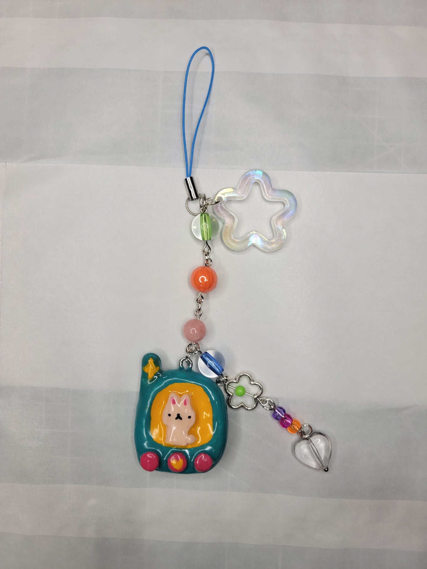handmade clay tamogotchi keychain