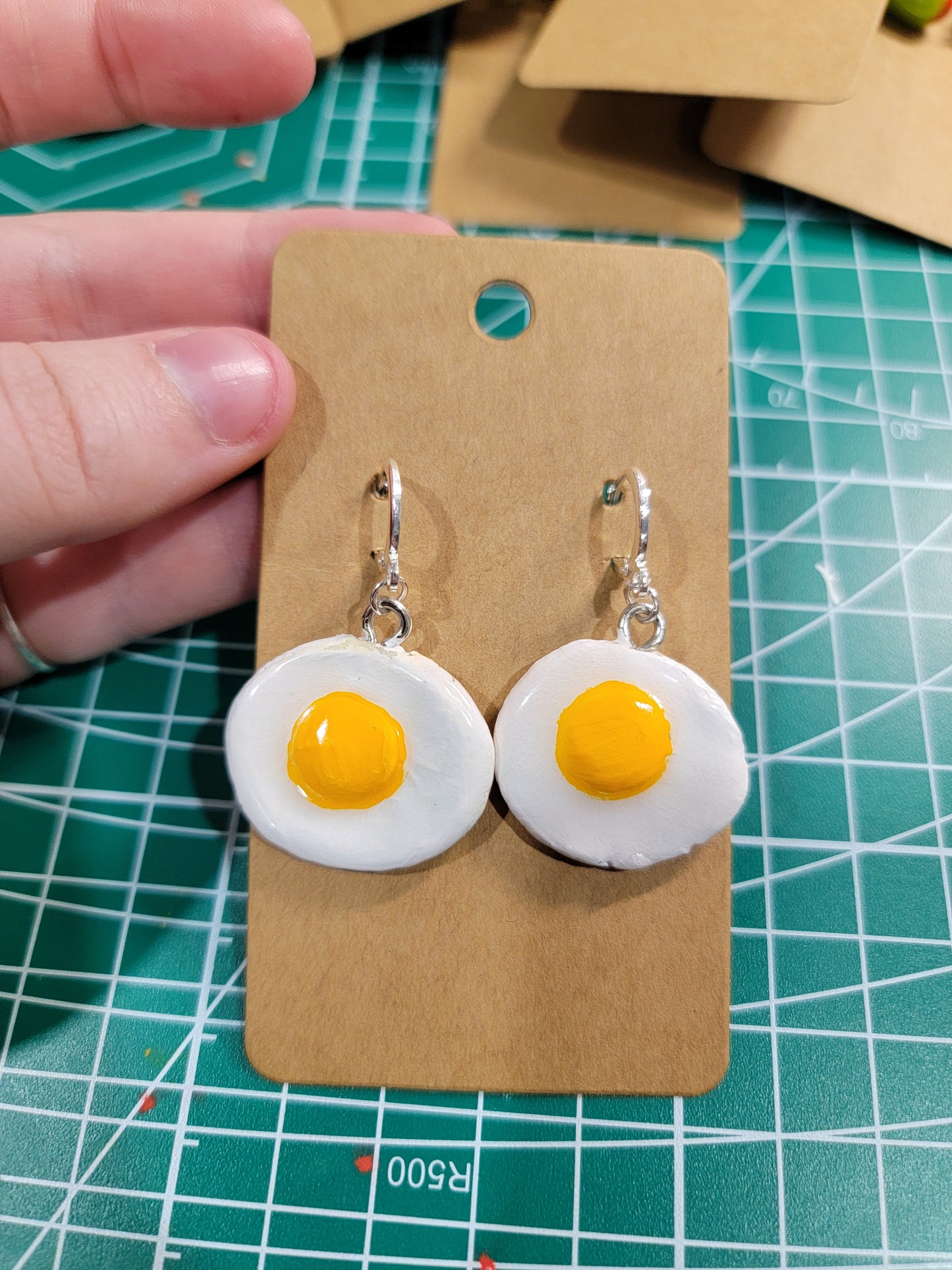 handmade fried egg earrings