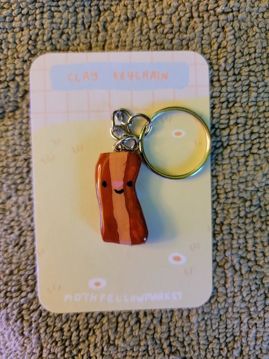 cute bacon slice keychain