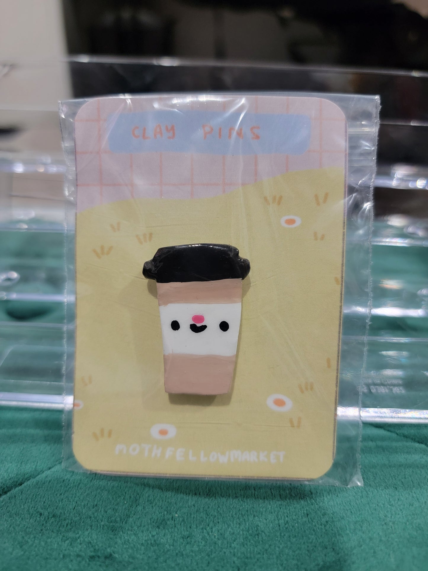 coffee cup clay pin