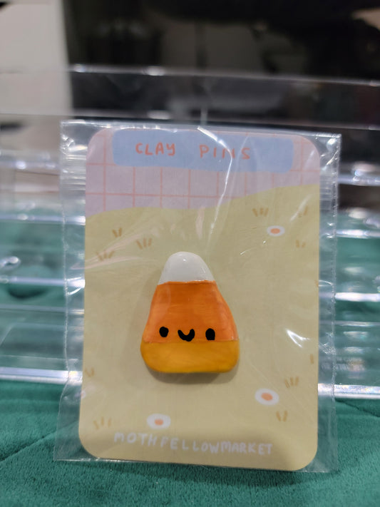 candy corn clay pin