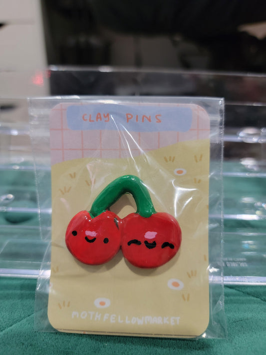 cherries clay pin