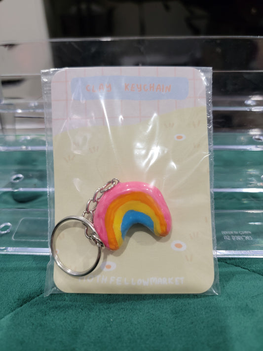 rainbow clay keychain