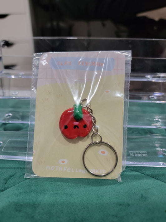 apple clay keychain