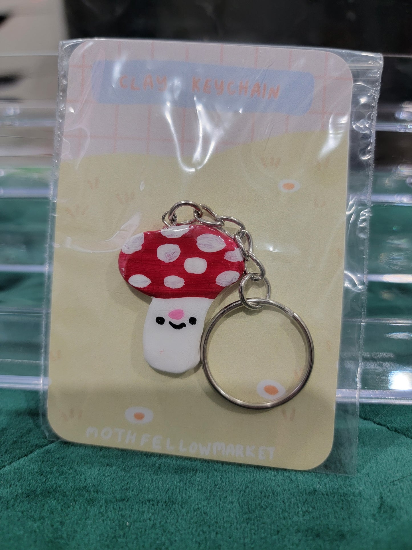 mushroom clay keychain