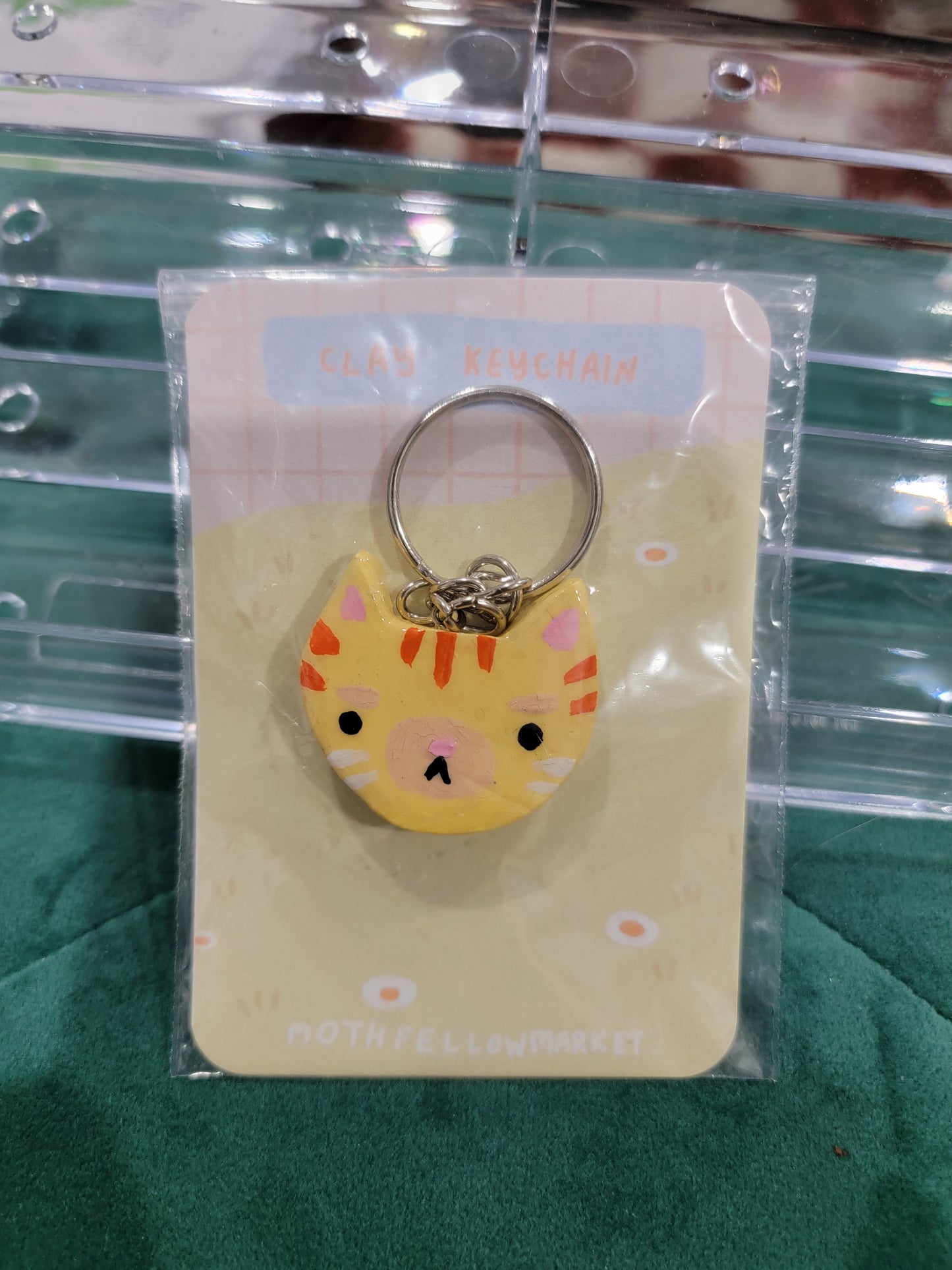 cat clay keychain