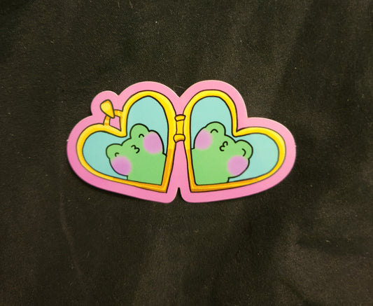 frogs kissing locket sticker