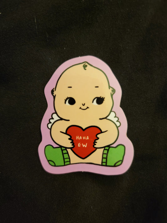 cute baby cherub sticker with a heart valentine