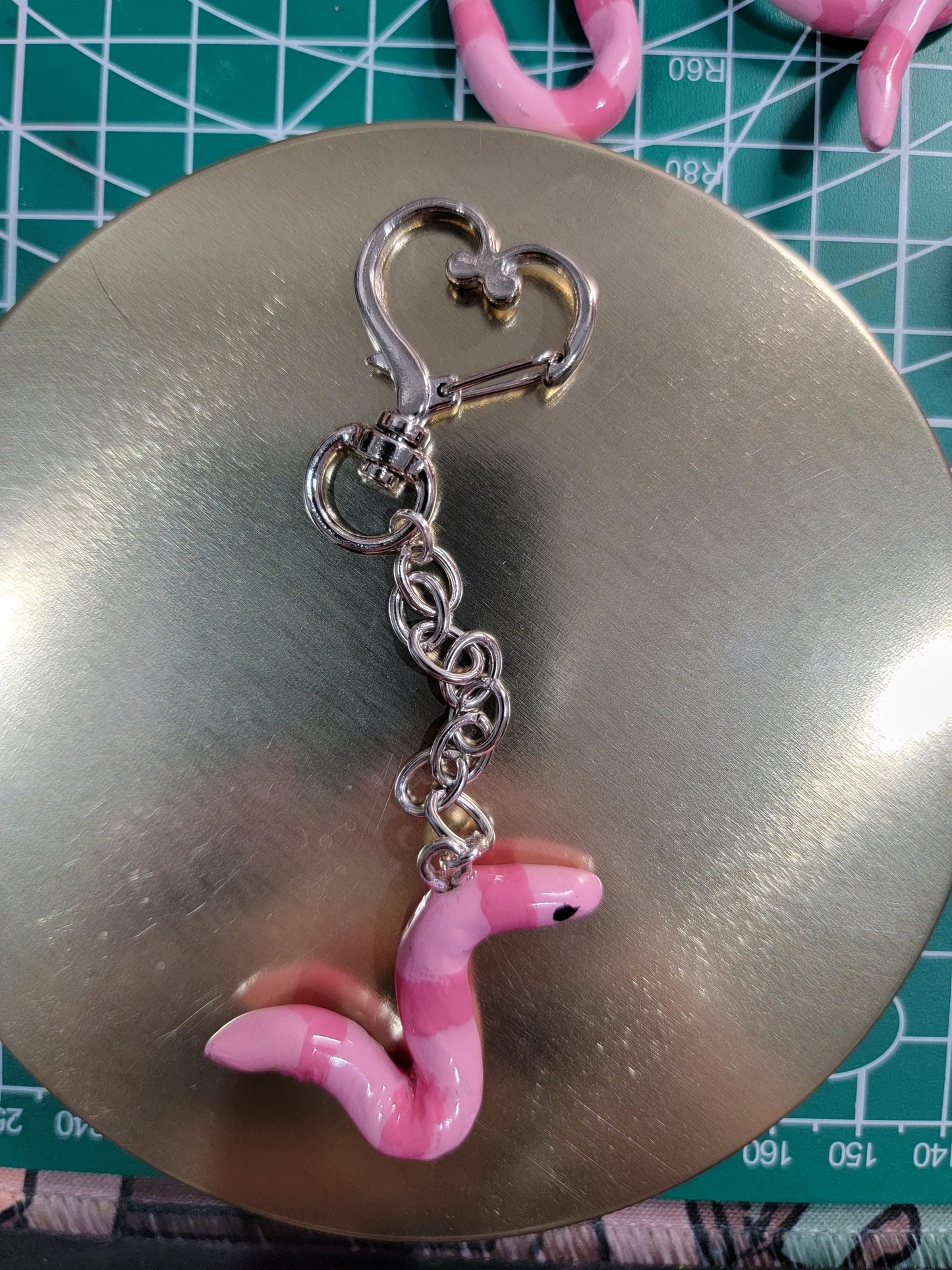 worm on a string keychain
