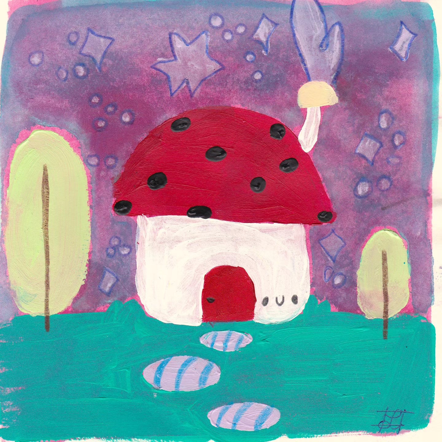 mushroom house artwork