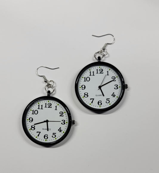 WORKING clock dangle earrings