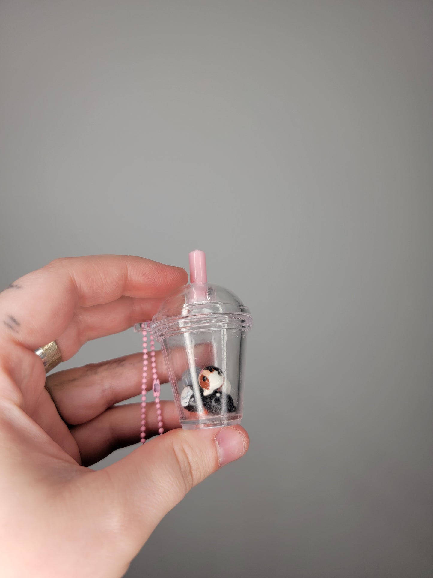 cat milkshake shaker charm keychain