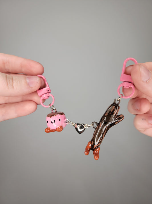 marshmallow & stick bff keychain