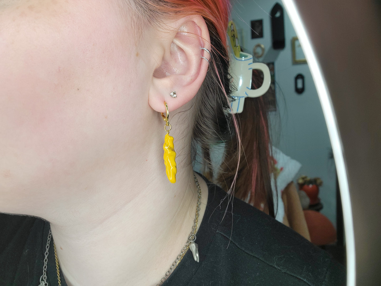 handmade rotini pasta noodle earrings