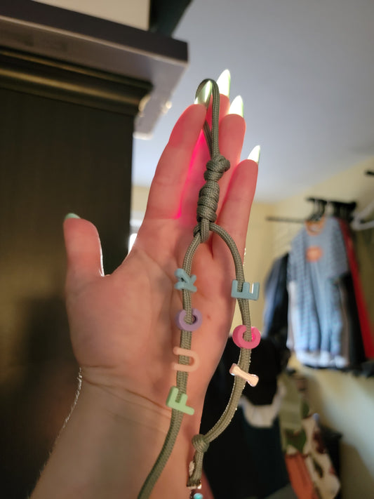 custom phrase paracord keychain