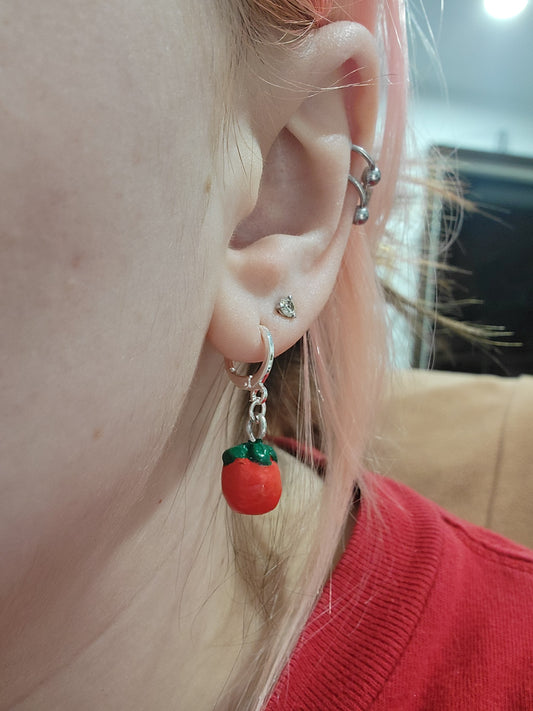 handmade tomato earrings