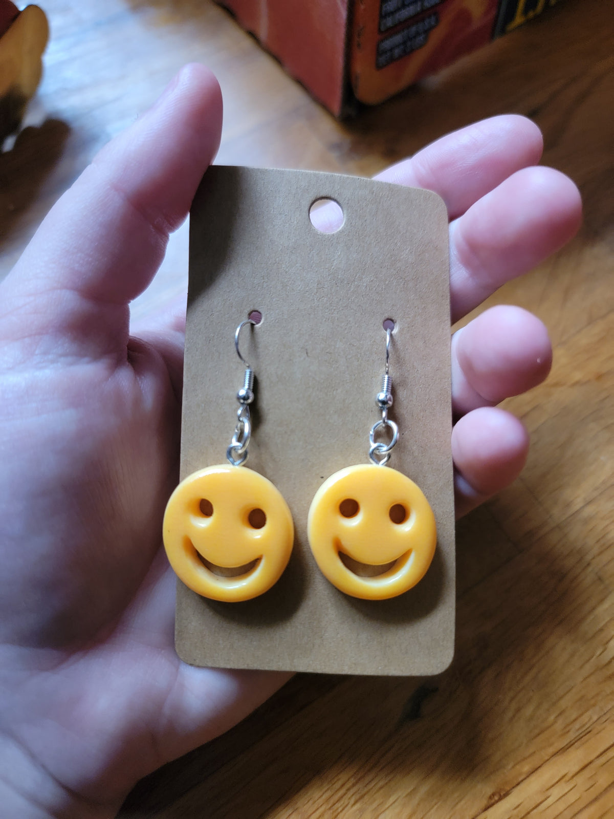 smiley face potato cake earrings