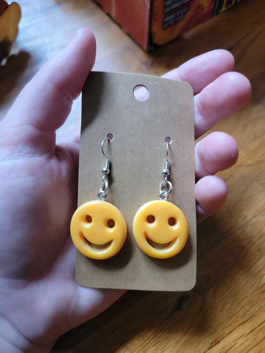 smiley face potato cake earrings