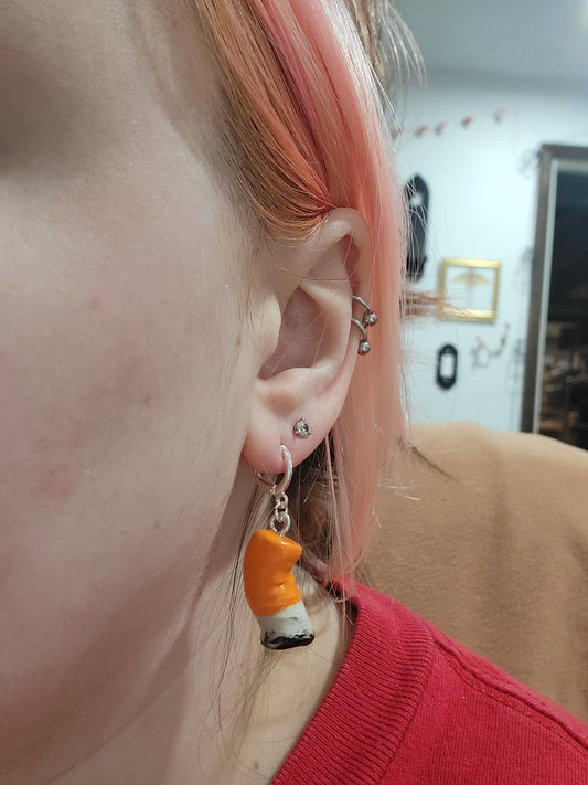 handmade cigarette butt earrings