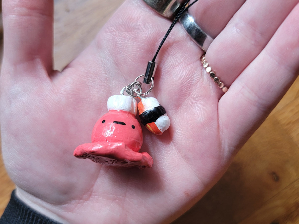 sushi chef octopus phone strap