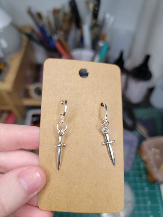 silver dagger earrings
