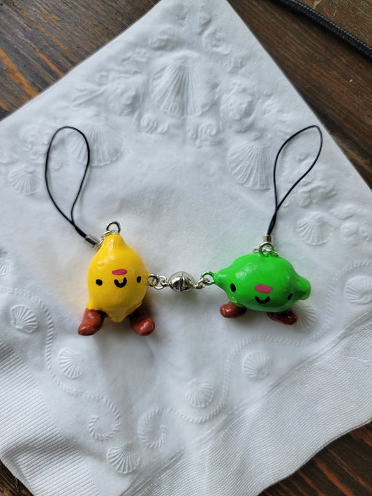 lemon and lime bff charm keychain