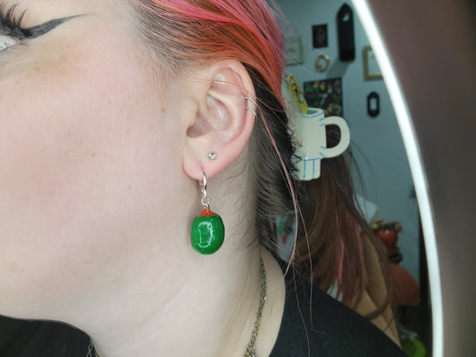 handmade clay olive earrings