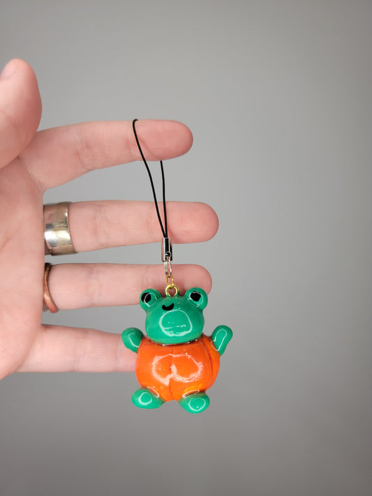 frog in a pumpkin phone strap