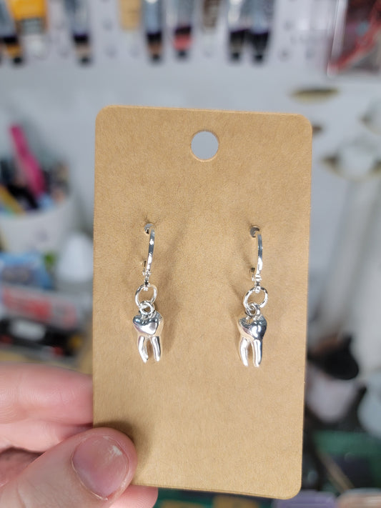 silver tooth earrings