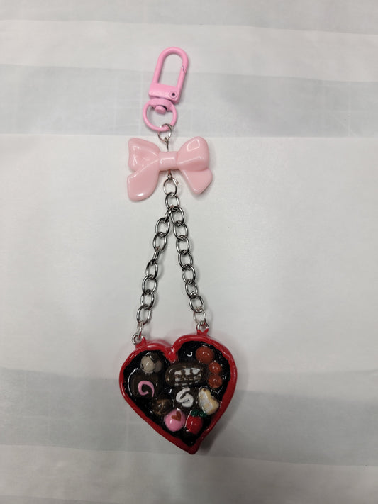 valentines heart candy box keychain