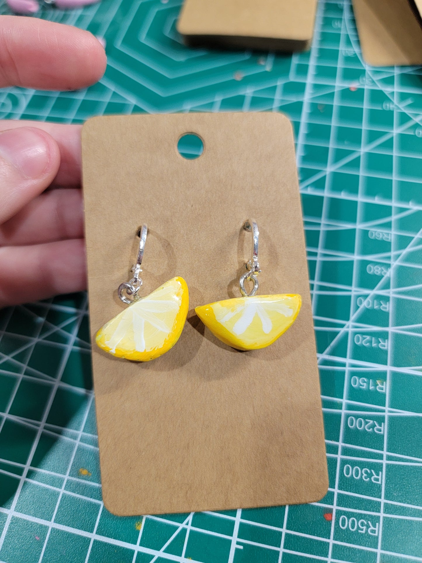 handmade lemon slice earrings