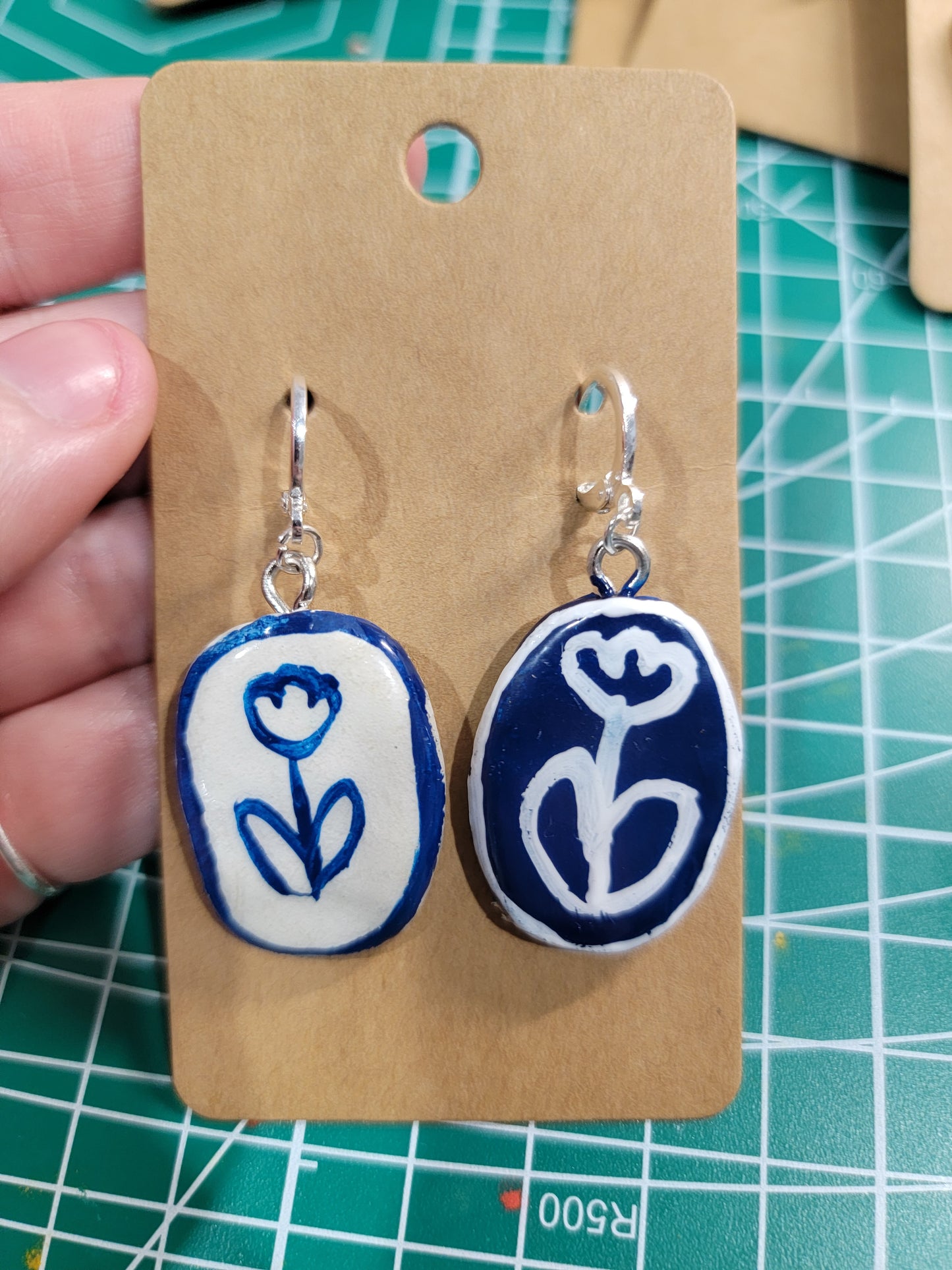 handmade tulip opposite earrings