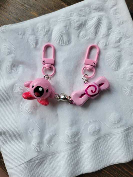 kirby and candy bff charm keychain