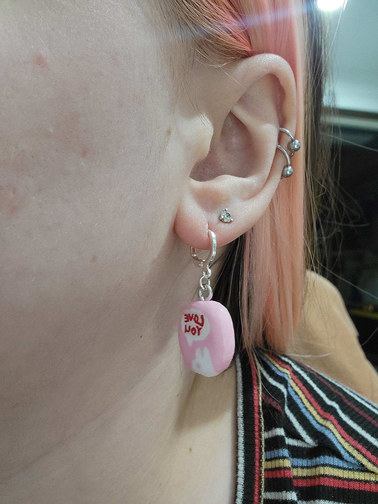 handmade love you! text bubble earrings
