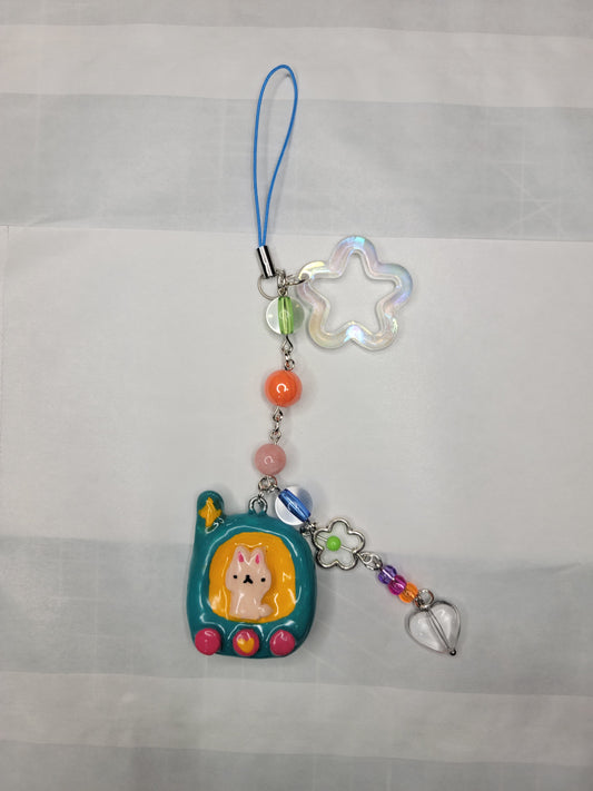 handmade clay tamogotchi keychain