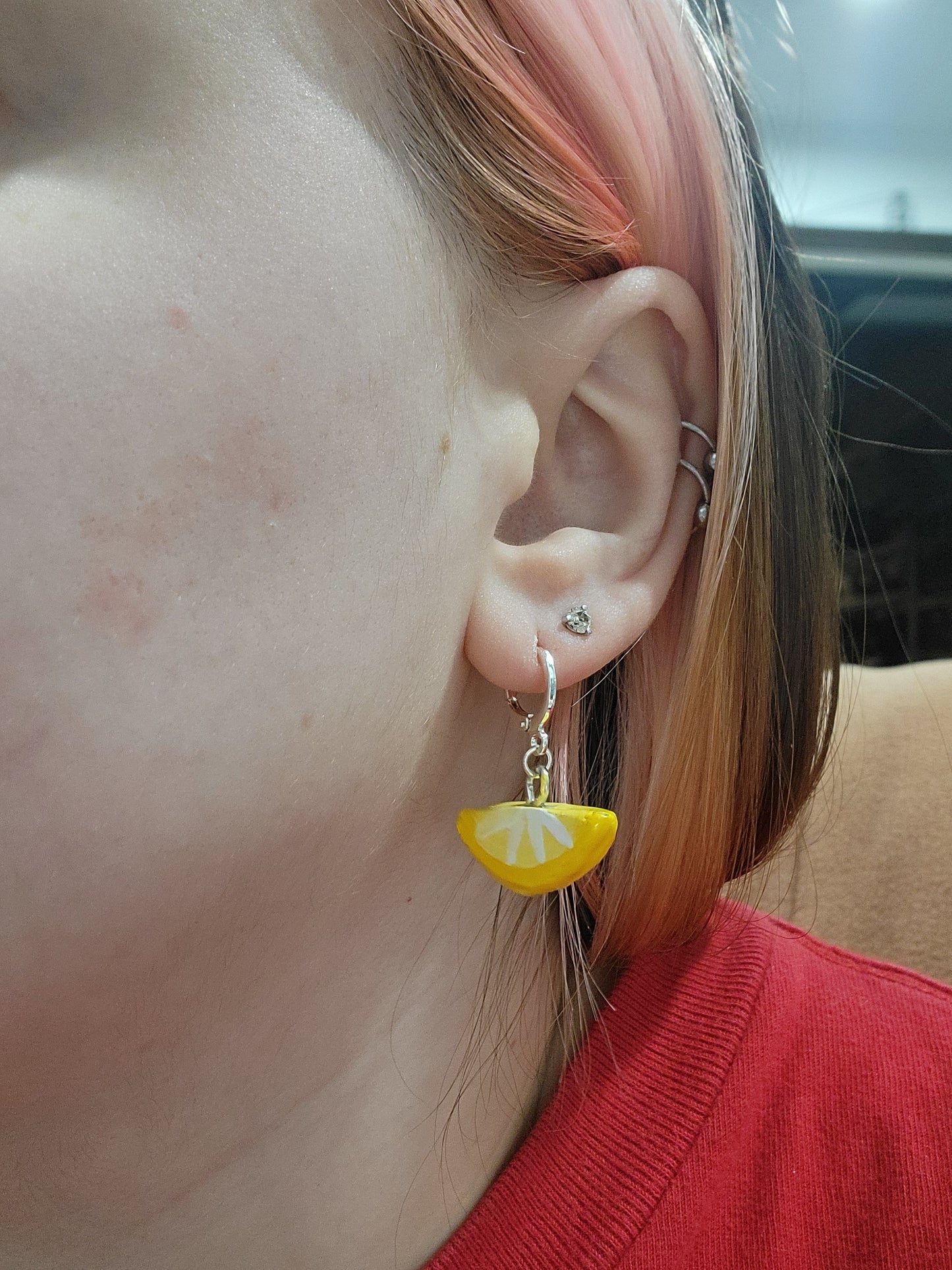 handmade lemon slice earrings