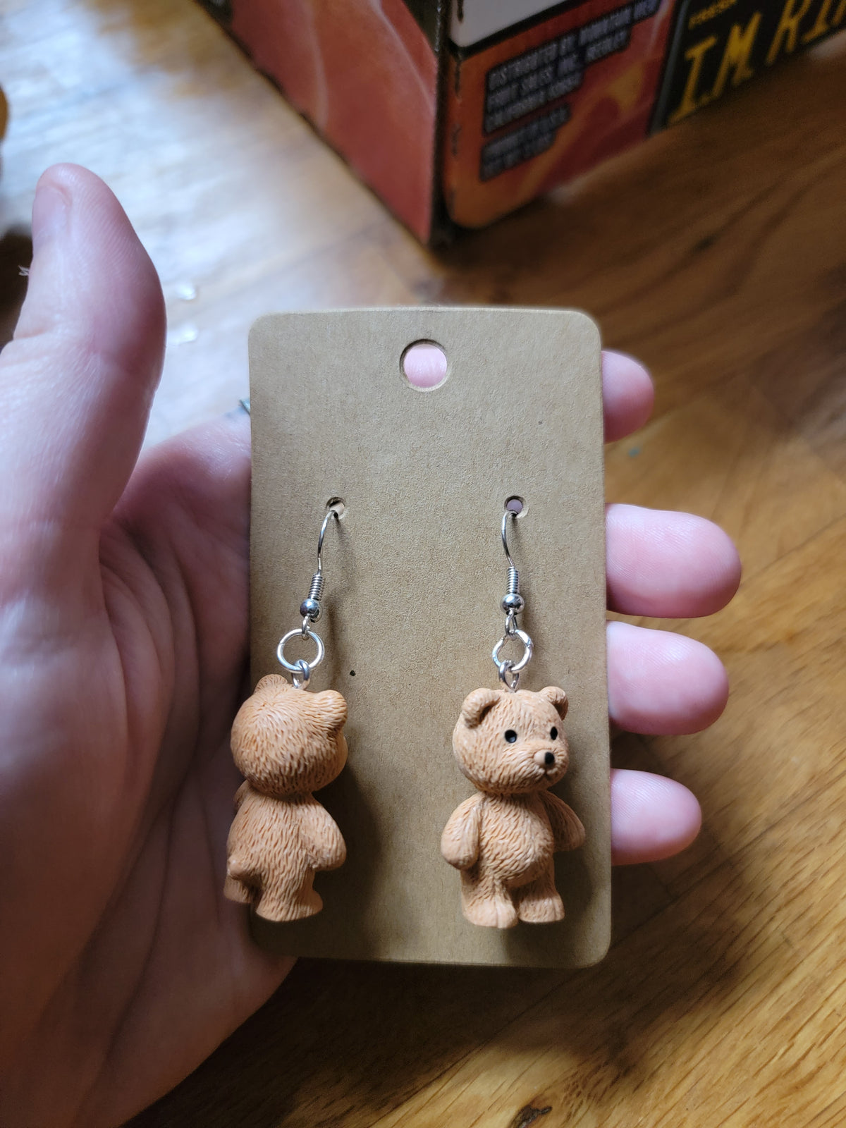 teddy bear dangle earrings