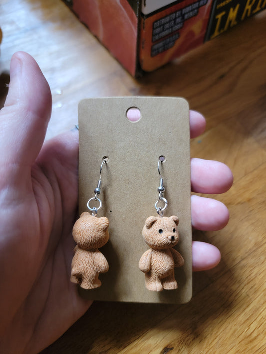 teddy bear dangle earrings