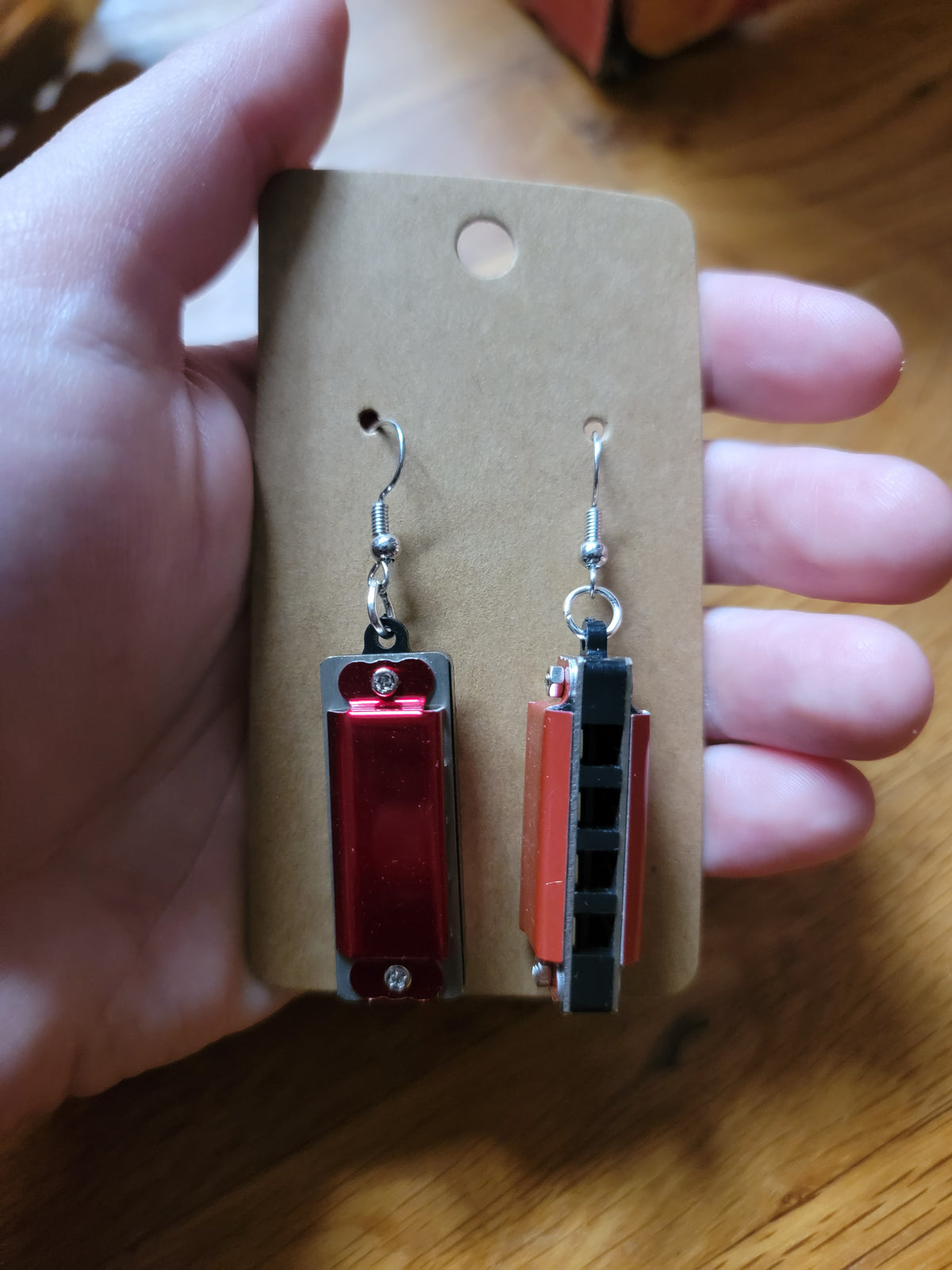 working harmonica dangle earrings