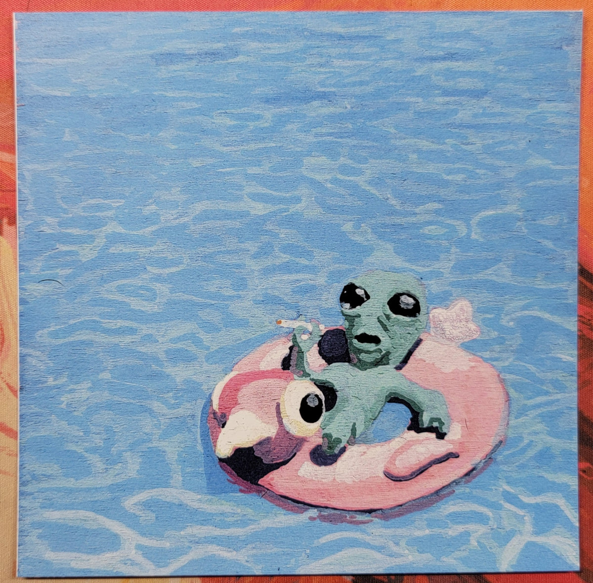 "woah dude" swimming alien meme print