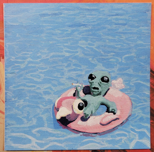 "woah dude" swimming alien meme print