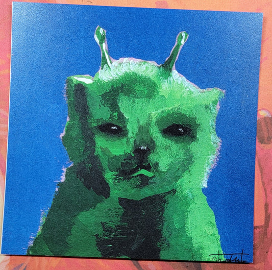 gleep glorp alien cat meme print